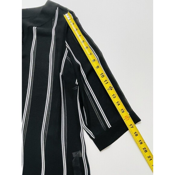 Chico's Black‎ White Stripe Sheer 3/4 Sleeve Blouse Shirt Top Womens 1 Medium 8 - Picture 10 of 14